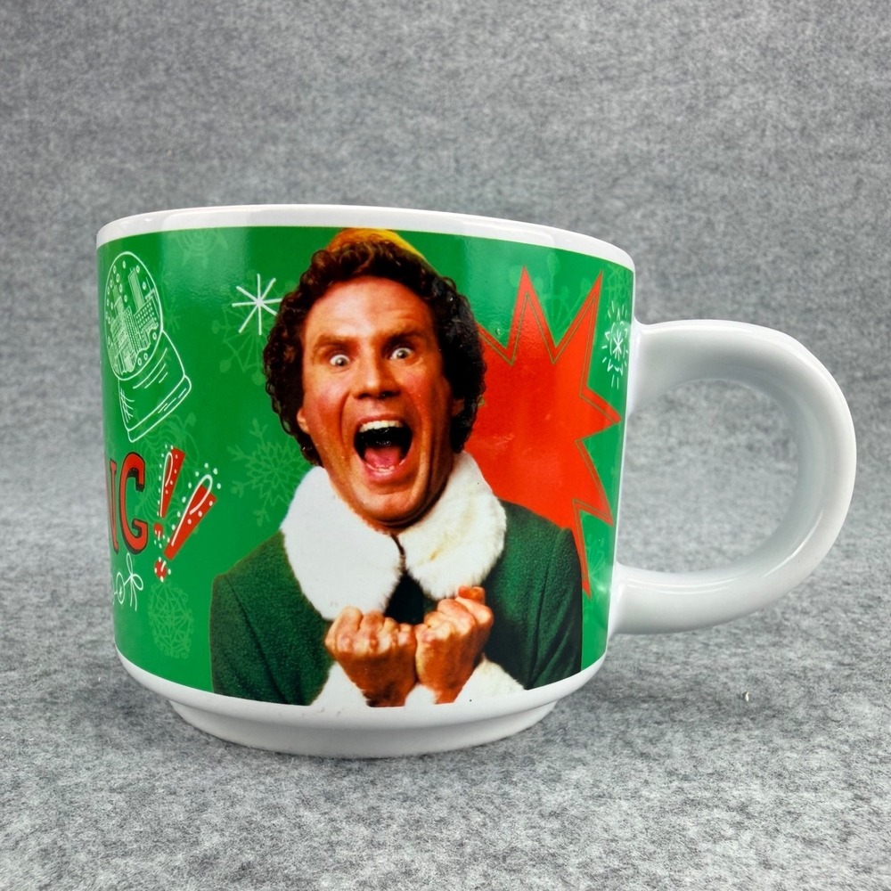 Buddy the Elf Santa's Coming Christmas Coffee Mug Green Ceramic Cup 12 oz